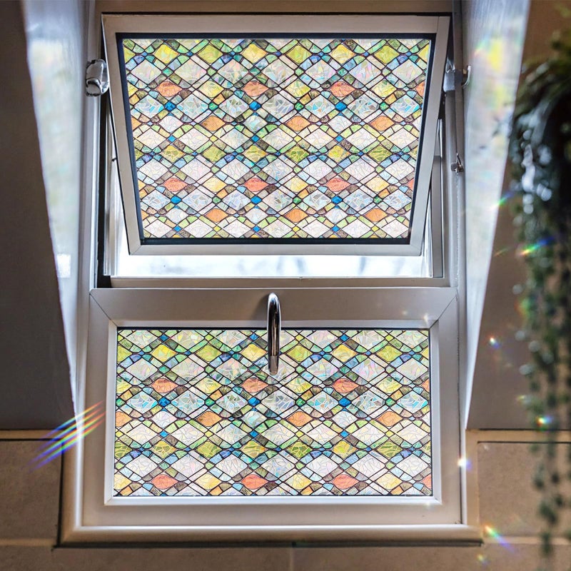 ADD.HERES Window Privacy Film, Stained Glass Decorative Static Cling, Removable Laser Sun Blocking Vinyl Covering,Window Film for Home Kitchen Living Room, Rainbow Crystal Shards, 17.3 x 78.7in - Image 5
