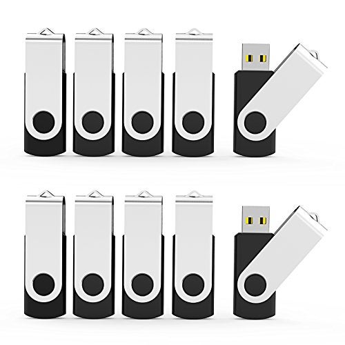 Aiibe 32GB USB Flash Drives Thumb Drive 10 Pack Bulk 32 GB Flash Drive USB 2.0 Memory Sticks Swivel Jump Zip Drives (32GB, 10 Pack, Black) - Image 1