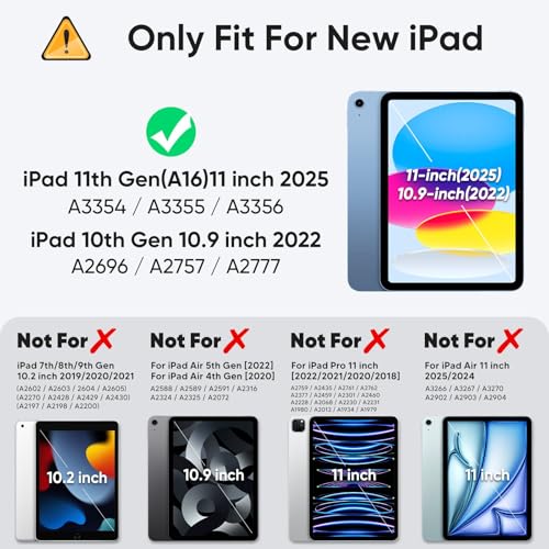 Sibeitu Case for iPad 11-Inch A16 2025 & 10th Generation 10.9 Inch 2022, Shockproof Rugged iPad 10 Case with Built-in Pencil Holder & Stand, Hard 10th Gen iPad 10.9 inch Cover for Kids Boys, Sky Blue - Image 2