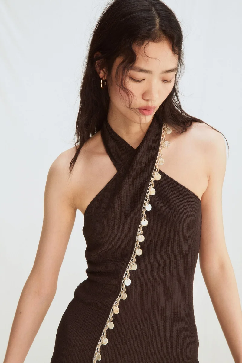 H&M Embellished halterneck dress
