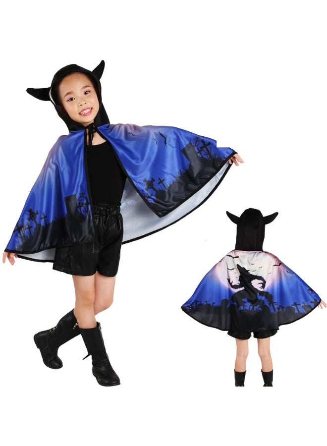 NIBEMINENT Halloween costumes, children's horned cape, devil shawl cape, cute dance performance costumes