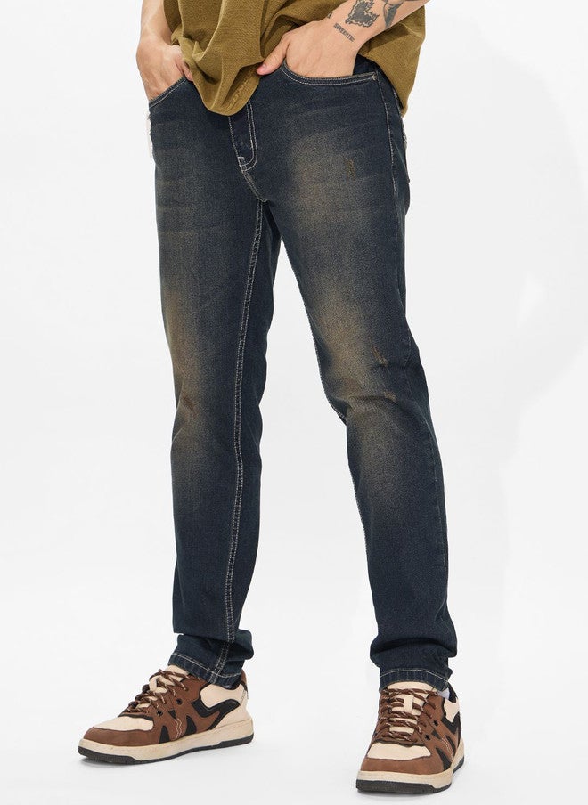The Souled Store Men Slim Fit Heavy Fade Grey Jeans - Image 2