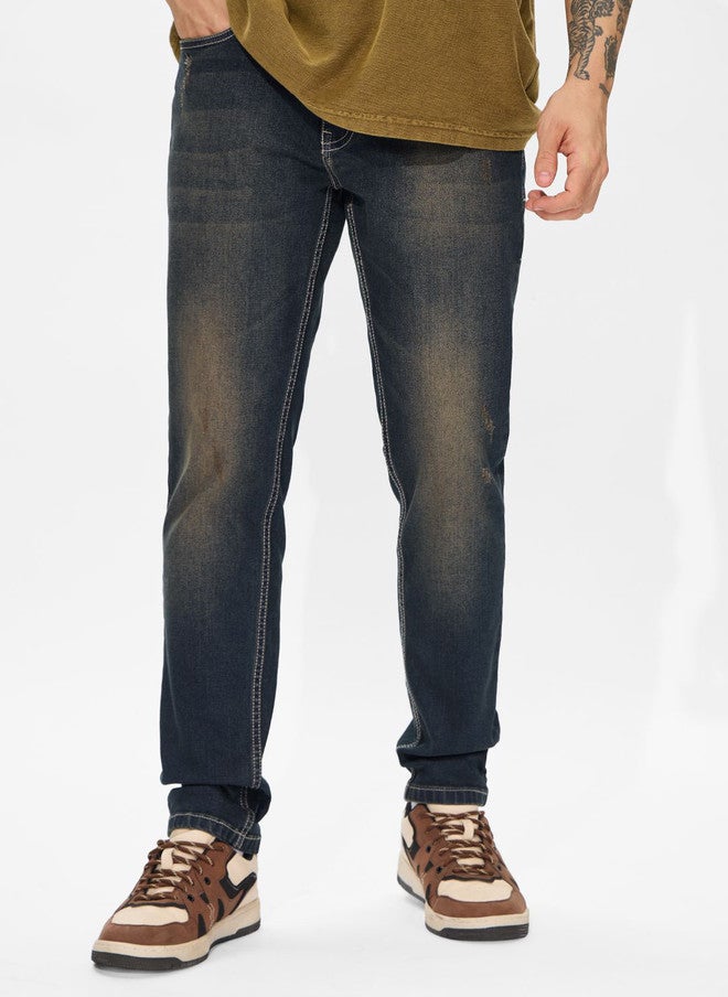 The Souled Store Men Slim Fit Heavy Fade Grey Jeans - Image 1