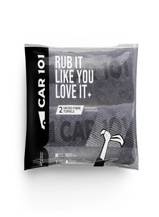 CAR101 Microfiber Cloth - 2Pcs - 75x35 cm - 500 GSM - Grey | Multipurpose | Lint-Free | Superior Softness & High Absorbency | Microfibre Towels for Car, Bike & Household Cleaning - Image 4