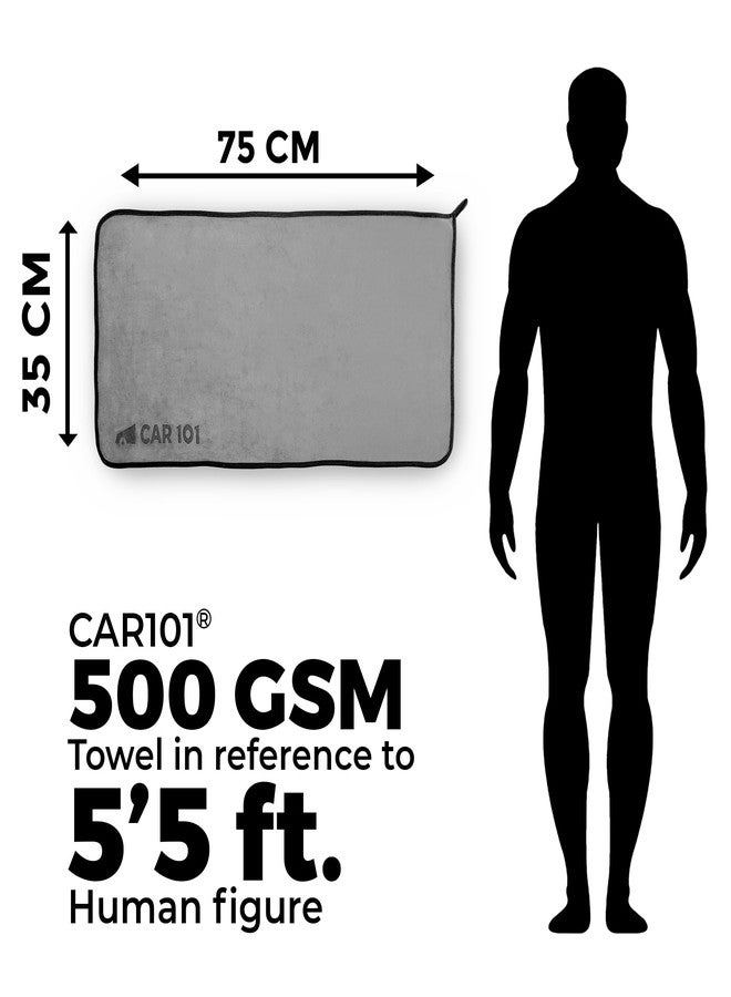 CAR101 Microfiber Cloth - 2Pcs - 75x35 cm - 500 GSM - Grey | Multipurpose | Lint-Free | Superior Softness & High Absorbency | Microfibre Towels for Car, Bike & Household Cleaning - Image 2