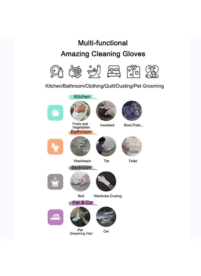 Nohunt NOHUNT Tile CleaningSink CleaningFloor Cleaning Multipurpose Fiber Brush with Dishwashing Gloves with Scrubber Silicone Cleaning Reusable Scrub Gloves 1Pair  - Image 3