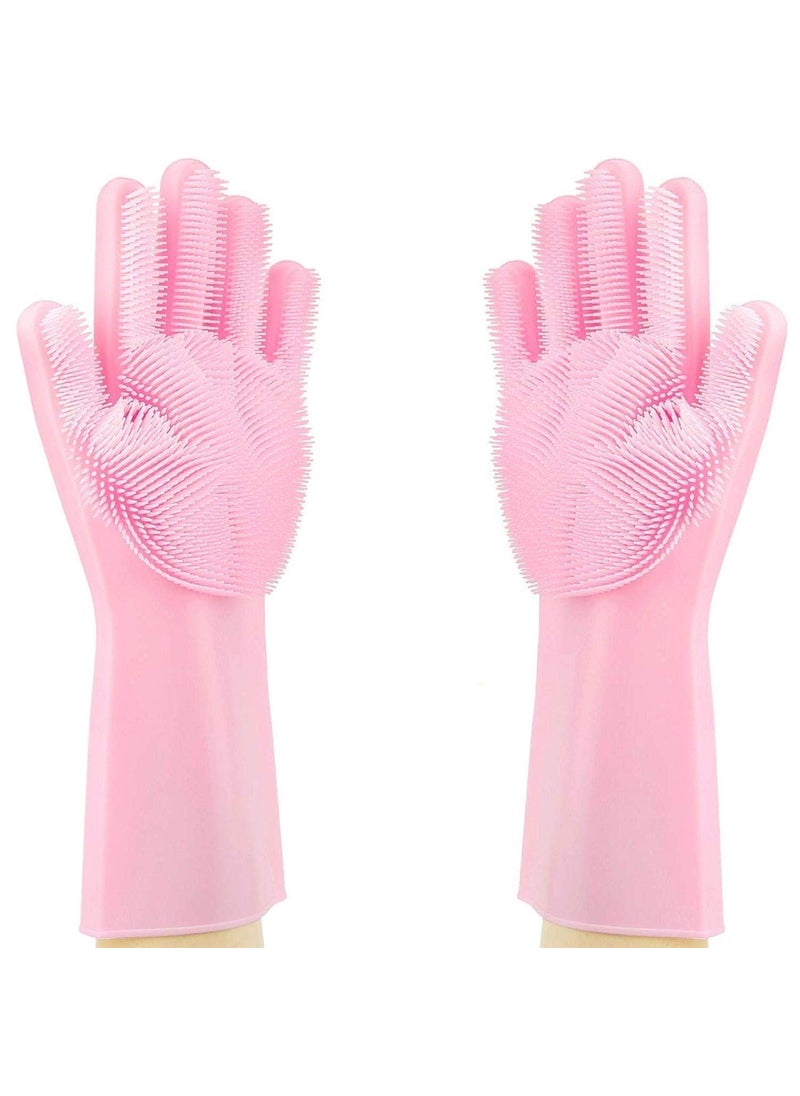Nohunt NOHUNT Tile CleaningSink CleaningFloor Cleaning Multipurpose Fiber Brush with Dishwashing Gloves with Scrubber Silicone Cleaning Reusable Scrub Gloves 1Pair  - Image 2