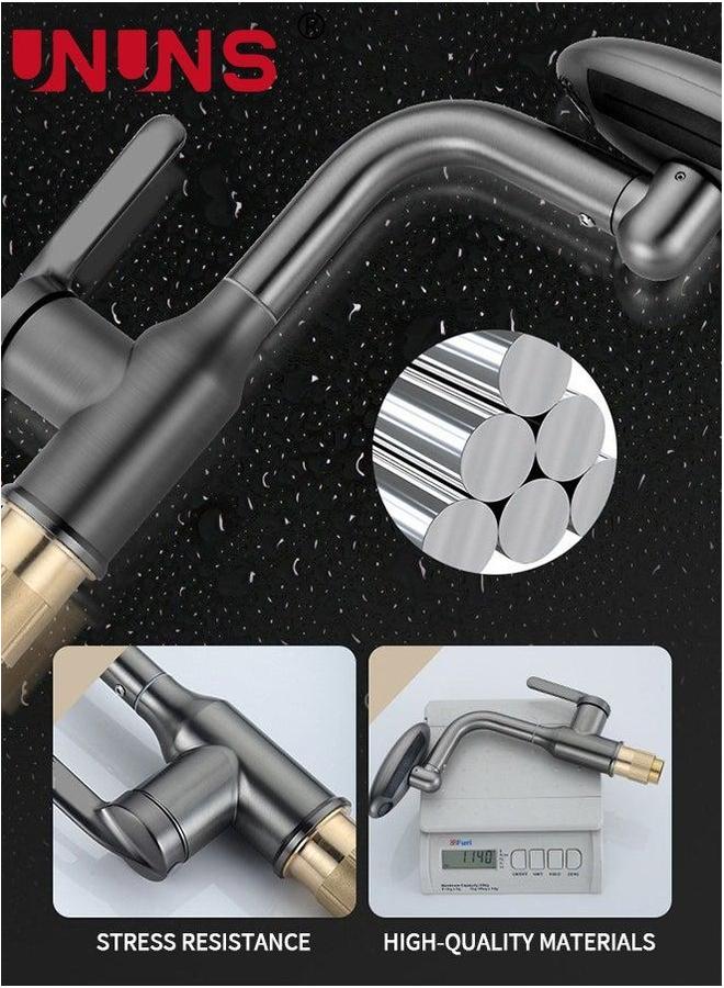 UNUNS Kitchen Faucet,Touch Single Hole Stainless Steel Sink Faucets,Modern Handle Faucets For Sinks,4 Function,Grey - Image 3