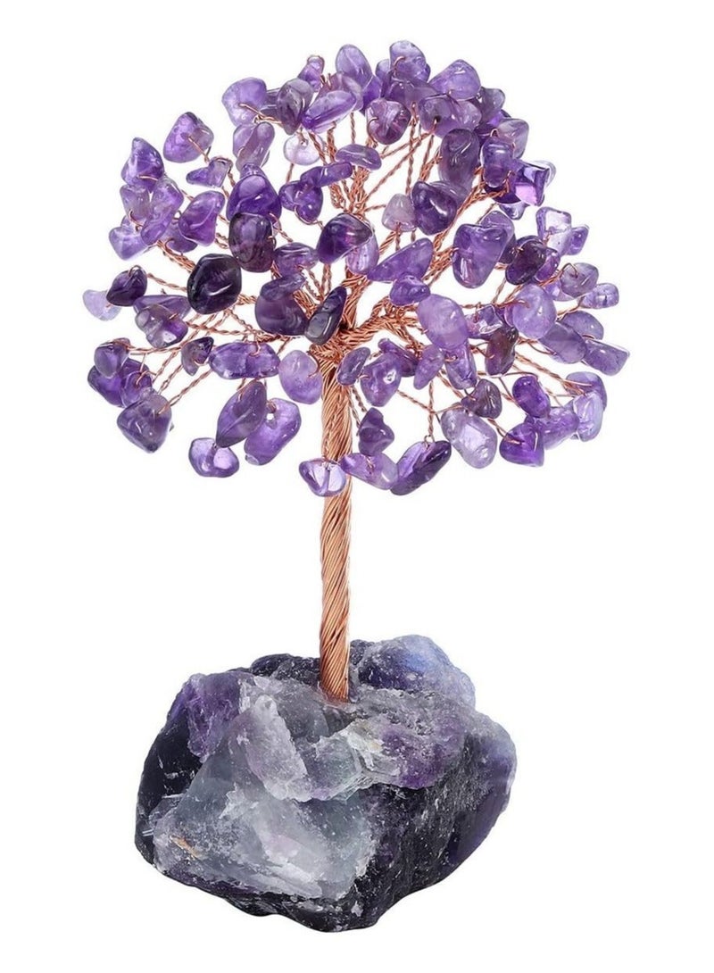 Captaintech Amethyst Crystal Tree Feng Shui Money Tree Healing Stones Gem Natural Gemstones Bonsai Chakra Tree of Life Ornaments Home Office Table Decoration Spiritual Good Luck Gift - Image 1