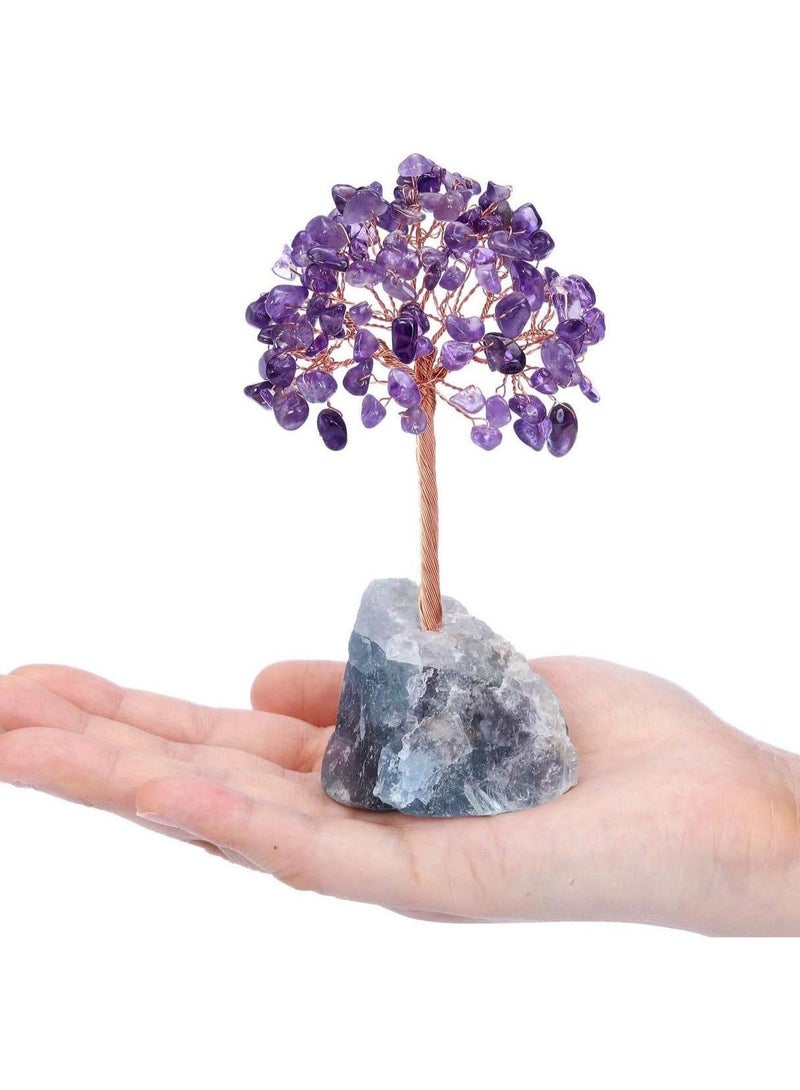 Captaintech Amethyst Crystal Tree Feng Shui Money Tree Healing Stones Gem Natural Gemstones Bonsai Chakra Tree of Life Ornaments Home Office Table Decoration Spiritual Good Luck Gift - Image 2