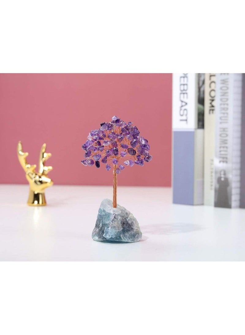 Captaintech Amethyst Crystal Tree Feng Shui Money Tree Healing Stones Gem Natural Gemstones Bonsai Chakra Tree of Life Ornaments Home Office Table Decoration Spiritual Good Luck Gift - Image 3