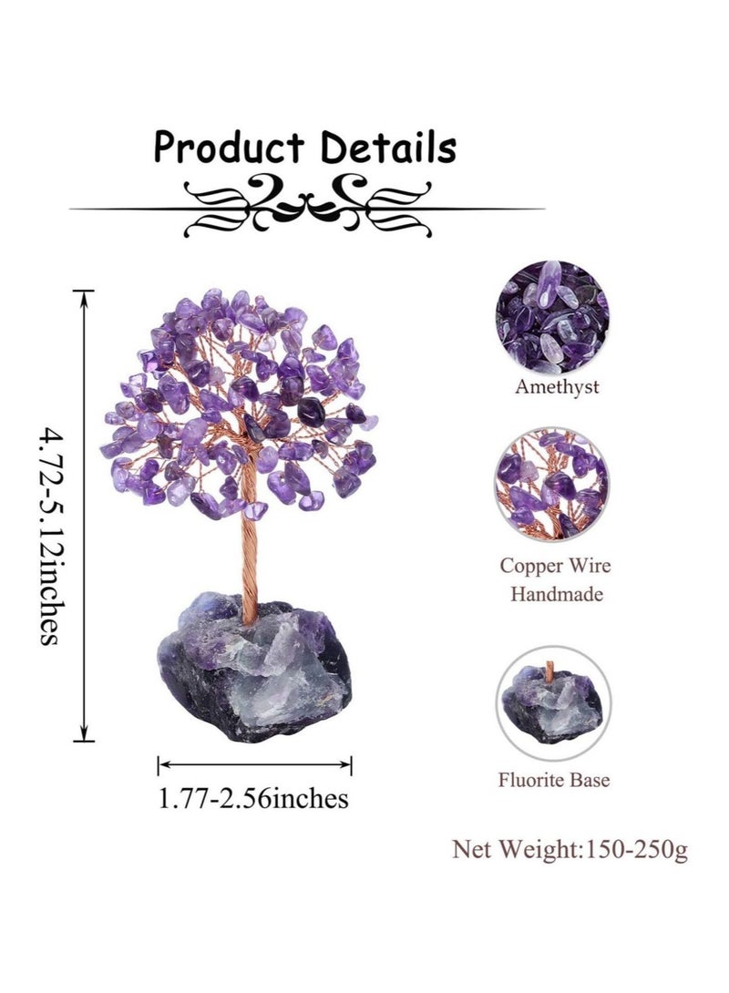 Captaintech Amethyst Crystal Tree Feng Shui Money Tree Healing Stones Gem Natural Gemstones Bonsai Chakra Tree of Life Ornaments Home Office Table Decoration Spiritual Good Luck Gift - Image 4