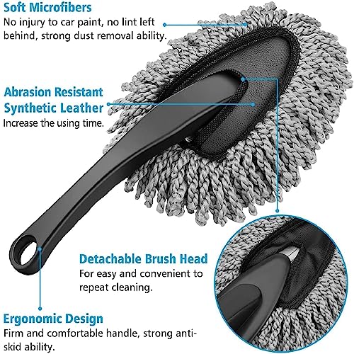 Fuelbyte 2 Pcs Microfiber Car Duster with Handle for Car Interior Cleaning Brush Mop Duster for Car Cleaning Brush with Handle Wet and Dry Car Washing Brush Ideal Car Accessories for Exterior (Combo) - Image 5