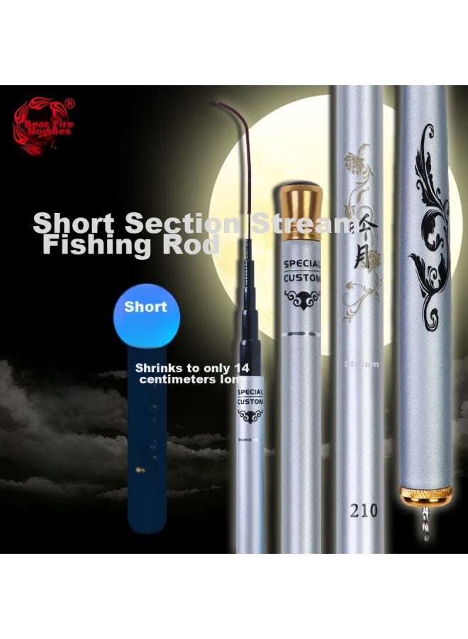 Bear fire Xionghuoyu Fishing Rod, 1.8m Short Section, Stream Rod, Carbon Fiber Fishing Rod, Hand Rod, Children's Fishing Rod, Portable, Light And Hard, White Strip Rod  - Image 1