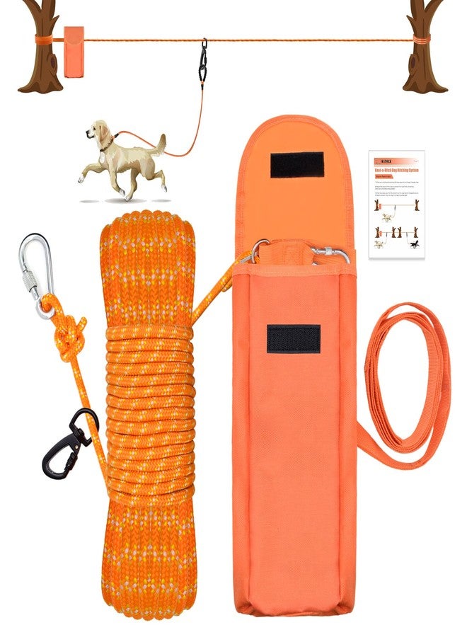 KATOLK Upgraded Dog Tie Out Cable for Camping, 70FT Portable Knot-a-Hitch Dog Hitching System, Trolley System for Dogs up to 250lbs, Dogs Runner for Yard Camping Training Running Hiking Outdoor - Image 1