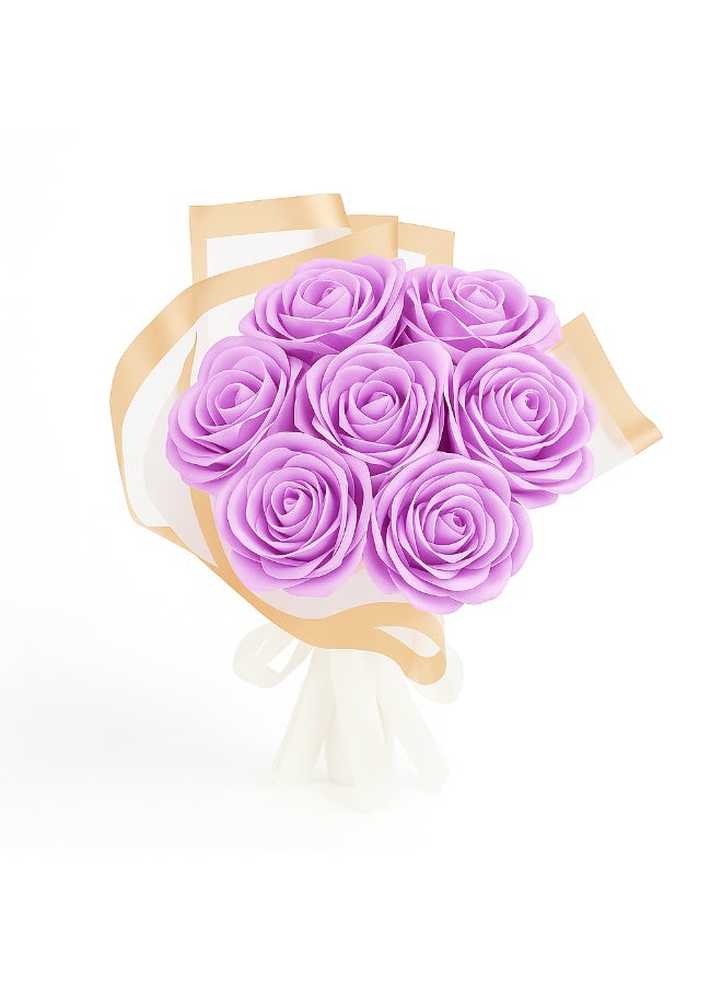 Handmade Satin Rose Bouquet, 7 Roses, Everlasting Elegant Gif
