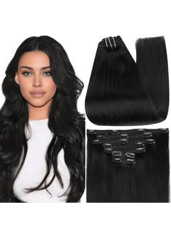 Full Shine Full Shine Black Clip in Hair Extensions 24 Inch Remy Hair Extensions Clip in Human Hair Jet Black Natural Hair Clip in Extensions for Long Hair Black Hair Extensions 7 Pieces 