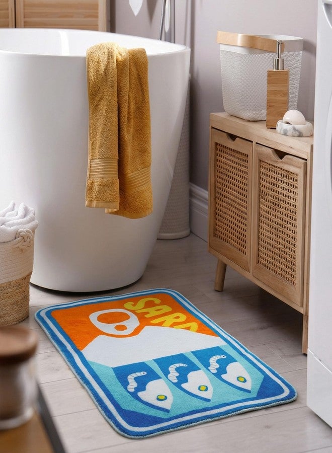 Tinideya Sardine Can Bath Mat, Tufted Rugs for Bathroom Bedroom Soft Washable Rug Non-Slip Cute Kitchen Bath Mats with Funny Cartoon Fish (Blue and Yellow) - Image 5