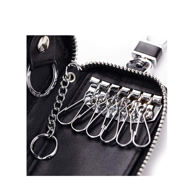 SOLARAE PU Leather Car Key Case Car Smart Key Chain Coin Holder Smart Key Holder Protection Car key Chain Bag Auto Remote Keyring Wallet Key Wallet Card Wallet Leather Wallet Black - Image 5
