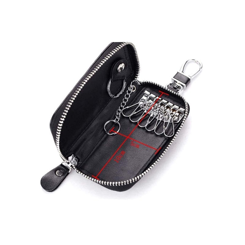 SOLARAE PU Leather Car Key Case Car Smart Key Chain Coin Holder Smart Key Holder Protection Car key Chain Bag Auto Remote Keyring Wallet Key Wallet Card Wallet Leather Wallet Black - Image 3