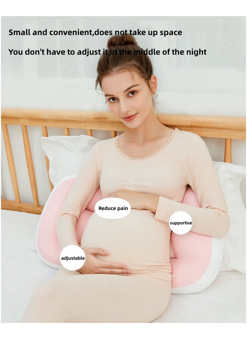 XiuWoo Pregnancy Pillows for Sleeping,Maternity Pillow for Pregnant Women,Pregnancy Wedge Pillows Adjustable Portable Positioning for Support Hips Back Belly Pink  - Image 2
