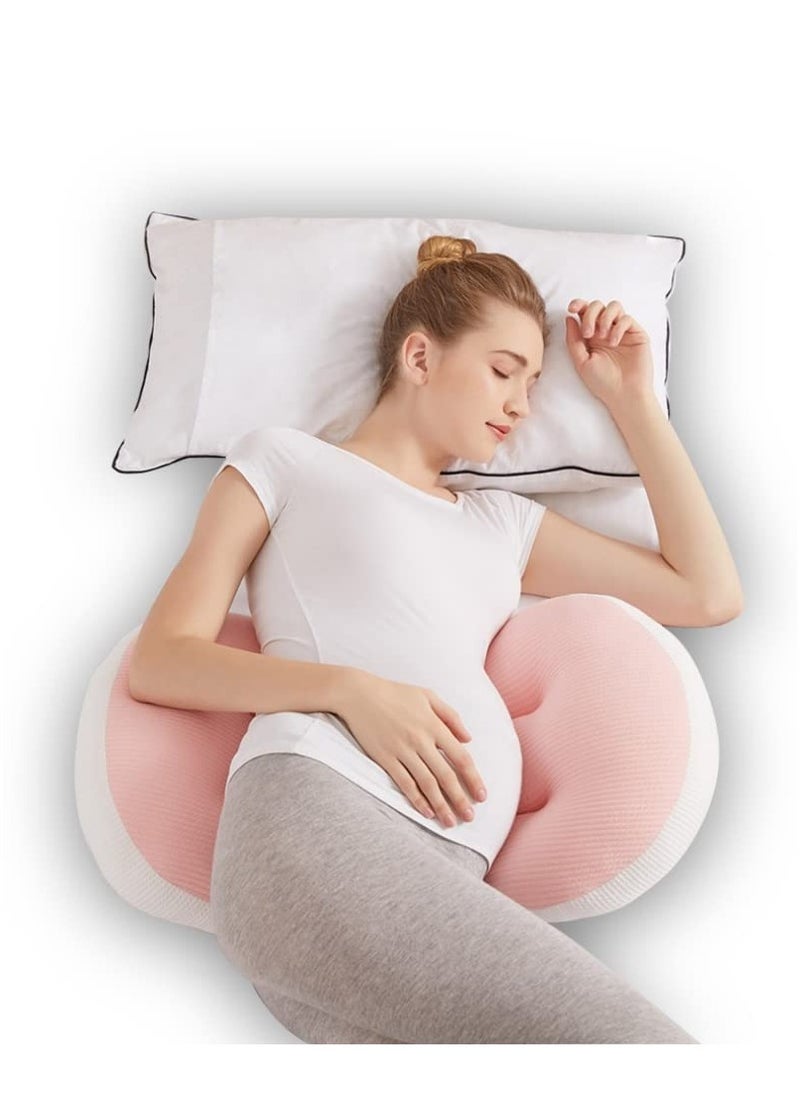 XiuWoo Pregnancy Pillows for Sleeping,Maternity Pillow for Pregnant Women,Pregnancy Wedge Pillows Adjustable Portable Positioning for Support Hips Back Belly Pink  - Image 1