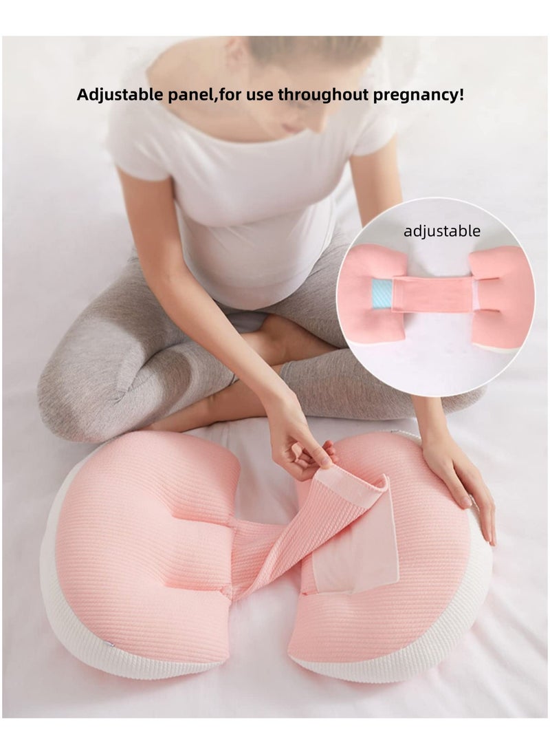 XiuWoo Pregnancy Pillows for Sleeping,Maternity Pillow for Pregnant Women,Pregnancy Wedge Pillows Adjustable Portable Positioning for Support Hips Back Belly Pink  - Image 4