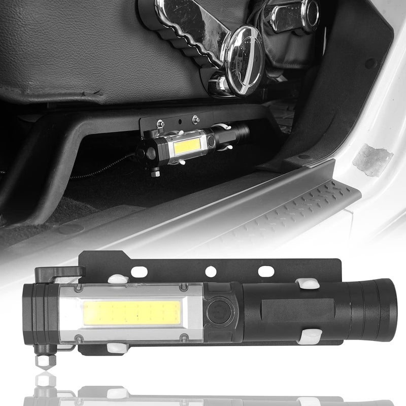 Hooke Road Hooke Road JK Wrangler Front Seat Flashlight Holder wFlashlight Batteries Not Included for 20112018 Jeep JK Wrangler  Unlimited Sport Sahara Rubicon