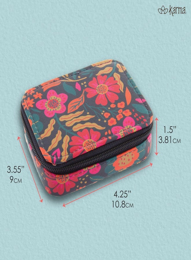 Karma, Travel Pill Case, Weekly Travel Pill Organizer, Removable 8-Compartment Pill Box, Travel Pill Medicine Organizer, Retro Floral - Image 3