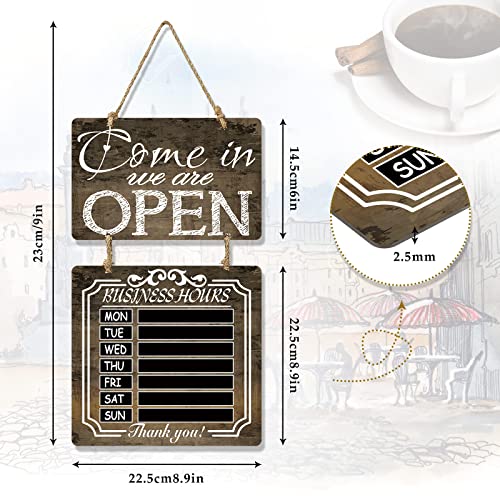Yulejo Rustic Welcome Chalk Board Business Hours Sign - Store Hours Sign for Restaurant Door Hotel (Brown) - Image 2