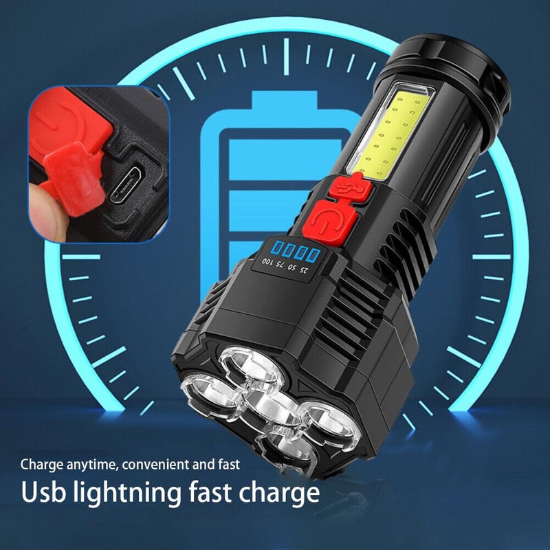 Care4 Care 4 4 Modes 5 LED 1COB Flashlight USB Rechargeable Flashlight Torch Light 14 cm Torch Black 15 cm Rechargeable - Image 3