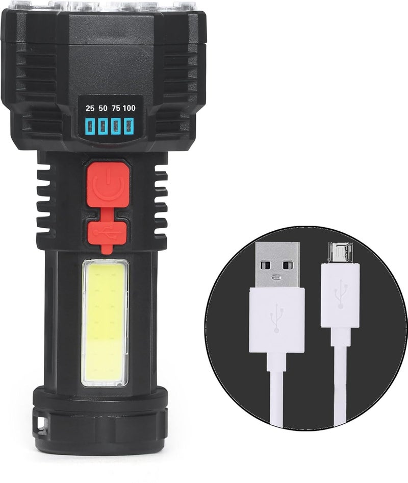 Care4 Care 4 4 Modes 5 LED 1COB Flashlight USB Rechargeable Flashlight Torch Light 14 cm Torch Black 15 cm Rechargeable - Image 2