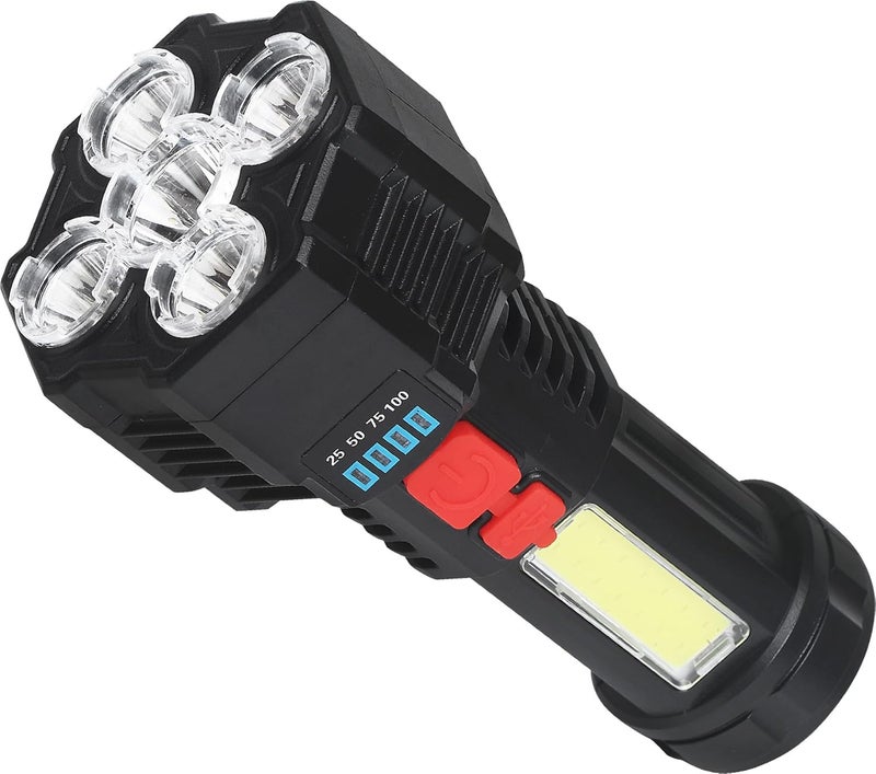 Care4 Care 4 4 Modes 5 LED 1COB Flashlight USB Rechargeable Flashlight Torch Light 14 cm Torch Black 15 cm Rechargeable - Image 1