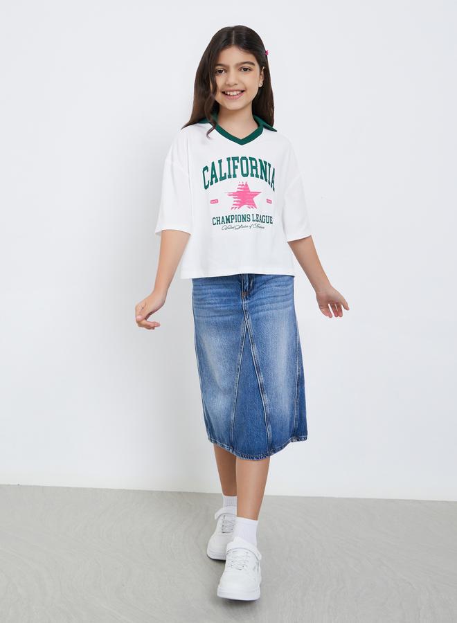 Styli Teens Boxy Fit Printed Polo T-Shirt - Image 2