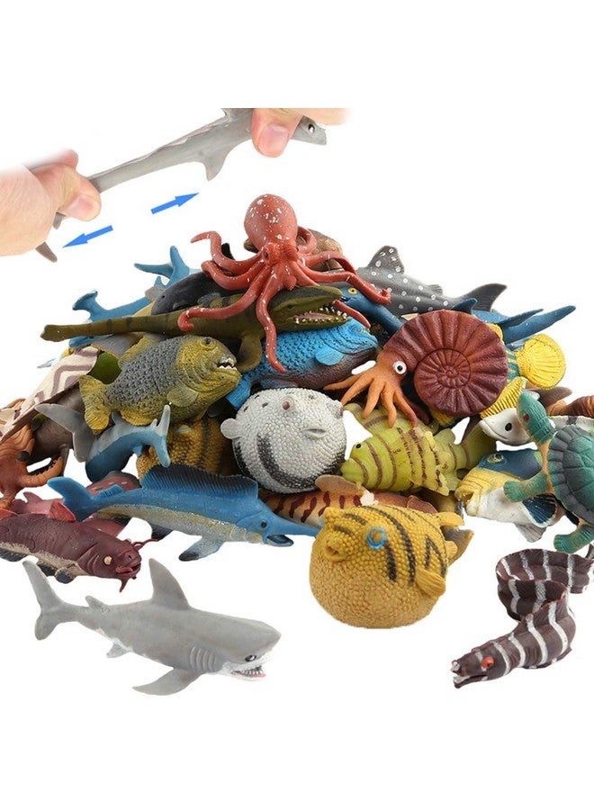 ValeforToy 18 Pack Assorted Ocean Animal, Stretchy and Floating Rubber sea Animals Toy Set, Mini Realistic Under The Sea Life Figure for Toddler Bath Bathtub, Shark Octopus Fish Toys Bulk for Kid Party - Image 1