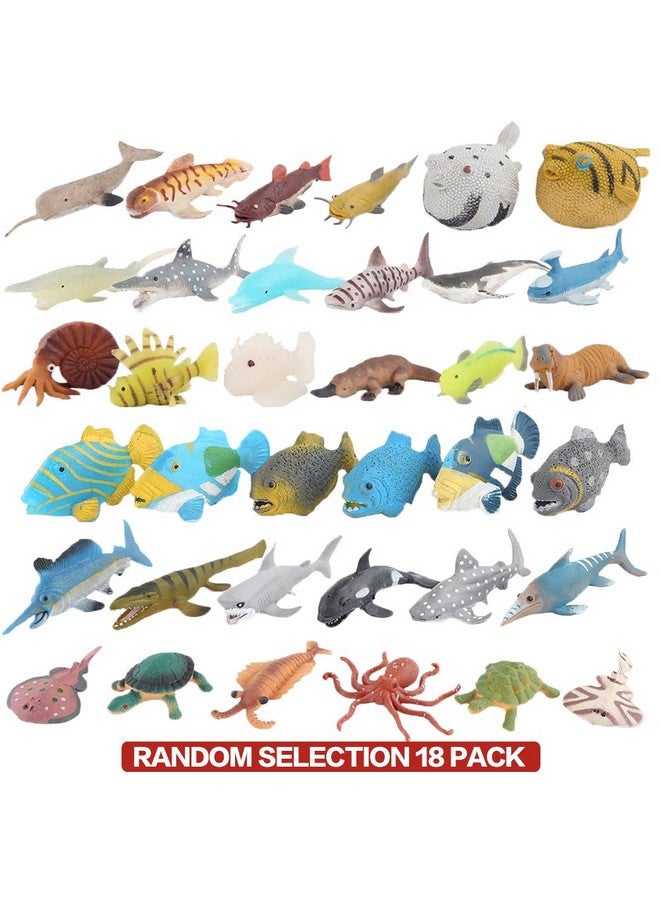 ValeforToy 18 Pack Assorted Ocean Animal, Stretchy and Floating Rubber sea Animals Toy Set, Mini Realistic Under The Sea Life Figure for Toddler Bath Bathtub, Shark Octopus Fish Toys Bulk for Kid Party - Image 2