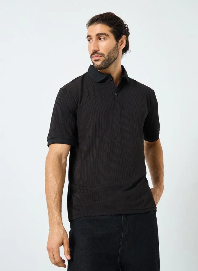 Black Solid Regular Fit Polo T-Shirt