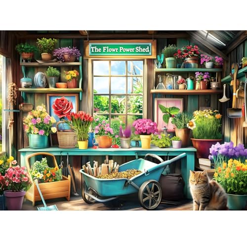 WSCXSC 300 Piece Puzzles for Adults Plant Puzzles 300 Pieces for Adults Kids Seniors Cat Jigsaw Puzzle Games Premium Cardboard Jigsaw Puzzles Family Activity Night Gift Toy 205x15in - Image 1