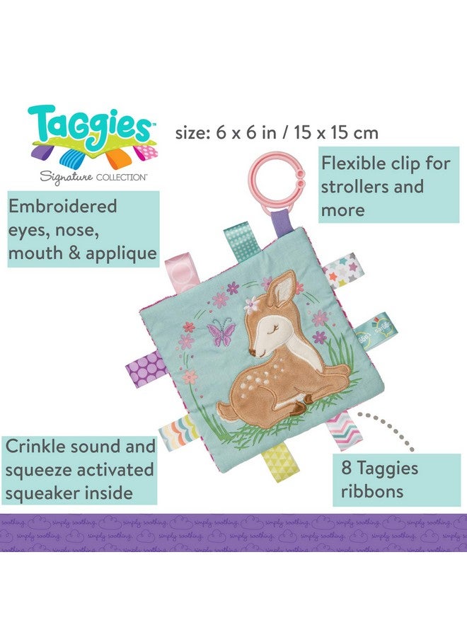 Taggies Soothing Sensory Crinkle Me Toy with Baby Paper and Squeaker, Flora Fawn, 6.5 x 6.5-Inches - Image 3