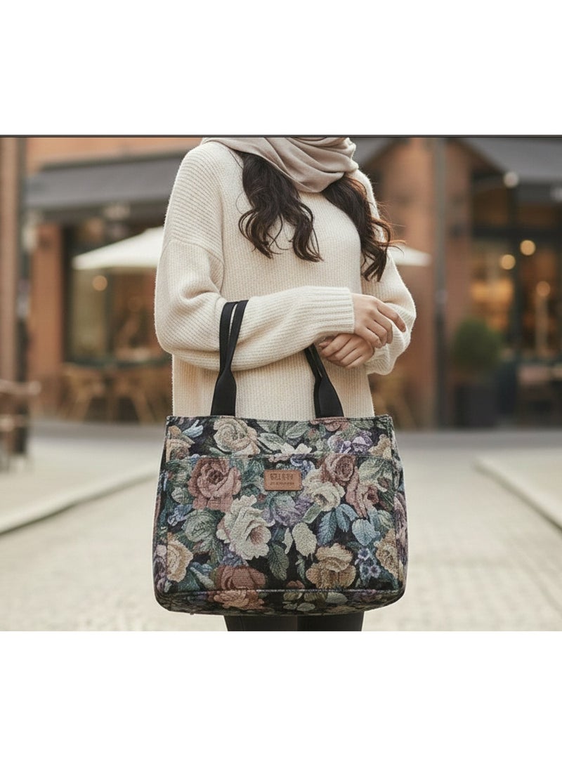 Women's Tote Bag New Product, Thickened Knitted Jacquard Fabric, Tote Bag - Image 1