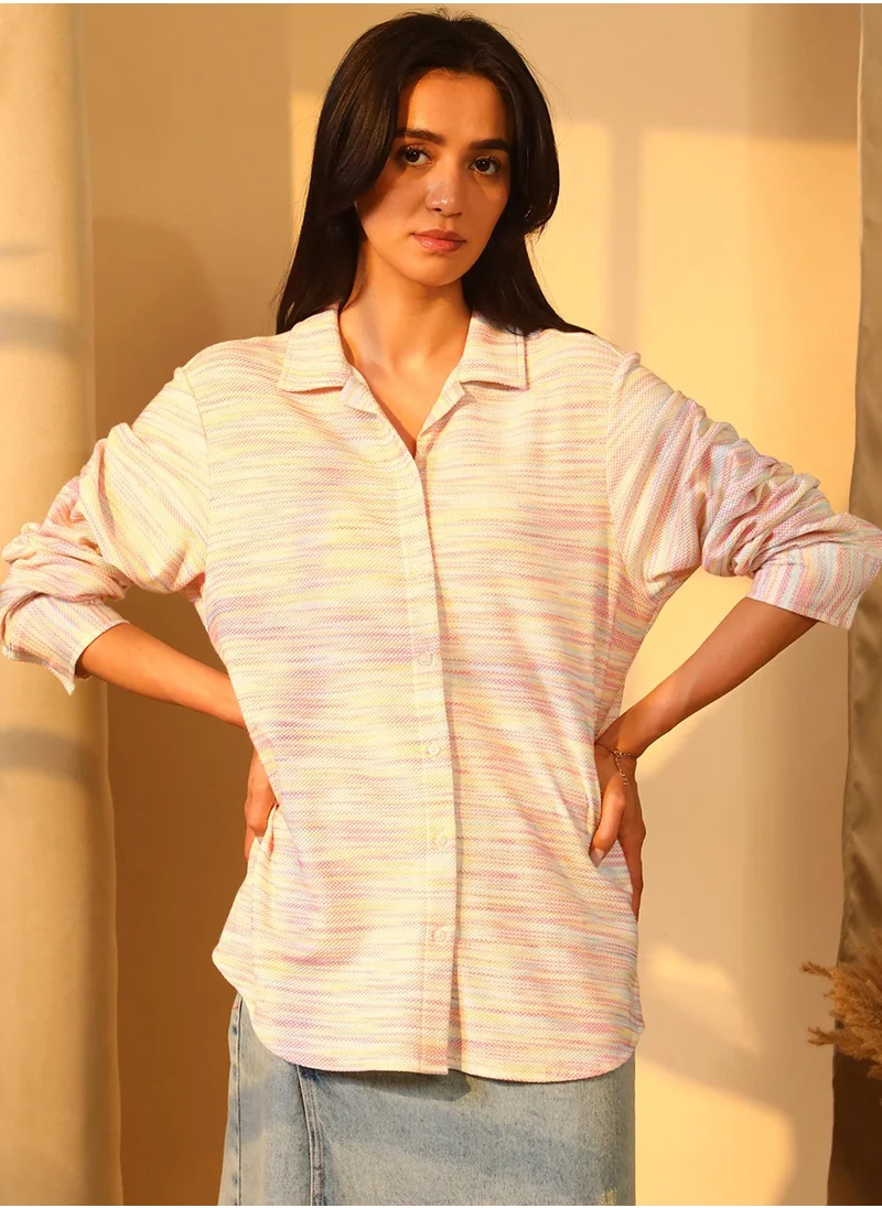 PINACOLADA Women's Multicolour Textured Knit Shirt