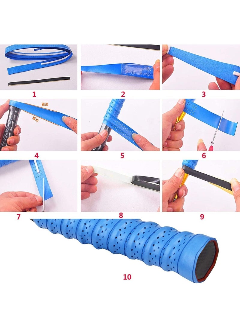 Racket Grip Belt, Breathable Grip Belt, Tennis Racket Grip Tape, Fishing Rod Grip Belt, Non Slip Absorbent, Suitable for Tennis Badminton, Etc. (White, Red, Black, Blue and Purple 5 Piece Set) - Image 3