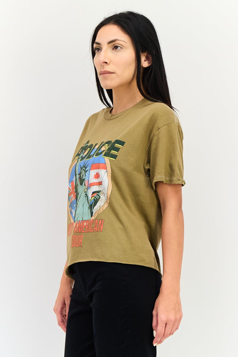 FOREVER 21 تي شيرت نسائي بأكمام قصيرة وطباعة جرافيك، كاكي - Image 2