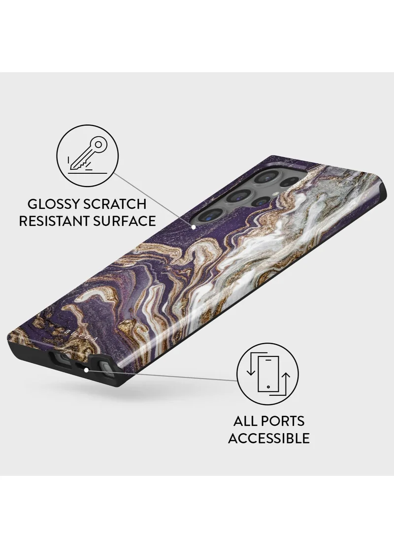 BURGA Luxury Styled Giltter Samsung Galaxy S24 Ultra Case Compatible with Double Layer Silicone Protective Case Nostalgia