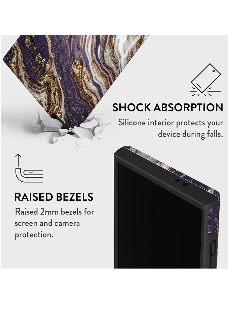 BURGA Luxury Styled Giltter Samsung Galaxy S24 Ultra Case Compatible with Double Layer Silicone Protective Case Nostalgia