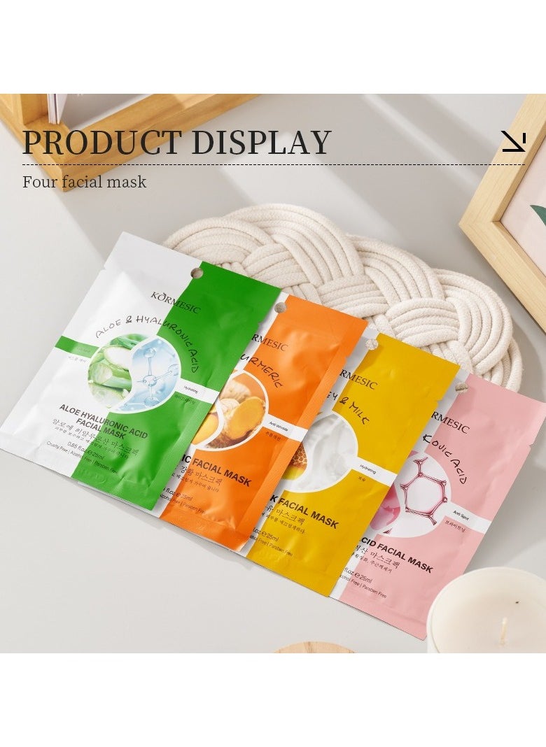 Kormesic - Aloe Hyaluronic Acid Hydrating Face Mask 5 Pieces, 25ml Each - Deep Hydration, Soothing Repair, Suitable for Daily Use - Image 1