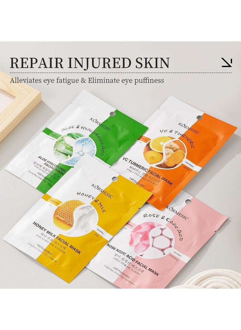 Kormesic - Aloe Hyaluronic Acid Hydrating Face Mask 5 Pieces, 25ml Each - Deep Hydration, Soothing Repair, Suitable for Daily Use - Image 1