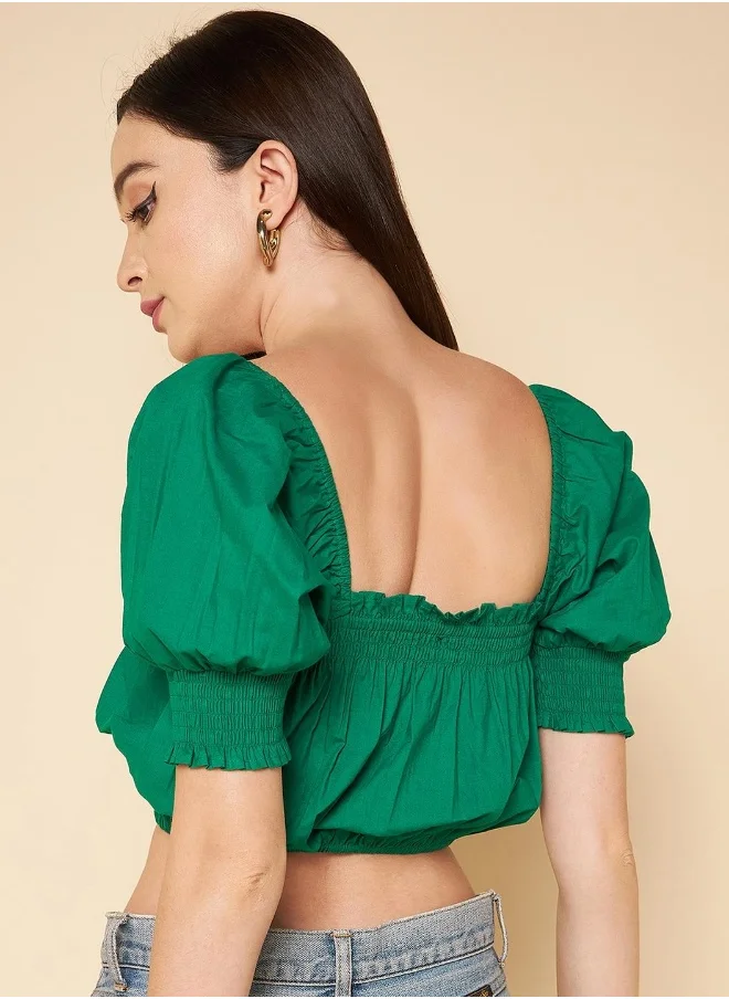 هاي ستار Women Green Woven Top