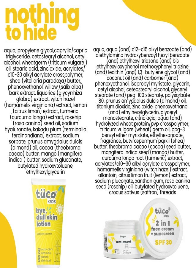 TuCo لوشن توكو® للأطفال للبشرة الباهتة (100 مل) وكريم واقي من الشمس بعامل حماية 30 (30 جم) | عبوة ثنائية | آمن للأطفال والرضع | عامل حماية 30 من الأشعة فوق البنفسجية UVA/UVB PA++++ | واسع الطيف | خالٍ من البنزوفينون-3 والأفوبنزون | للأعمار من 2-5، 5-10، 10-15 | 130 جم | - Image 5