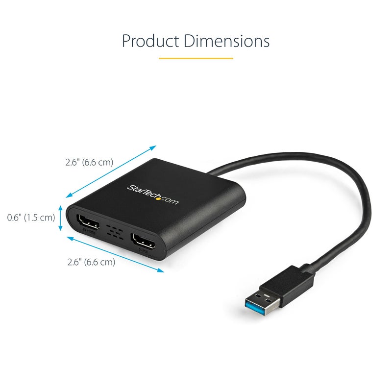 StarTech.com USB 3.0 to Dual HDMI Adapter, USB to 2x HDMI Monitor Converter for Windows, TAA (no support for macOS/ChromeOS/Linux) - Image 4